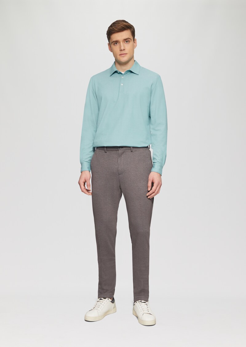 Langärmeliges Poloshirt aus feinem Piqué