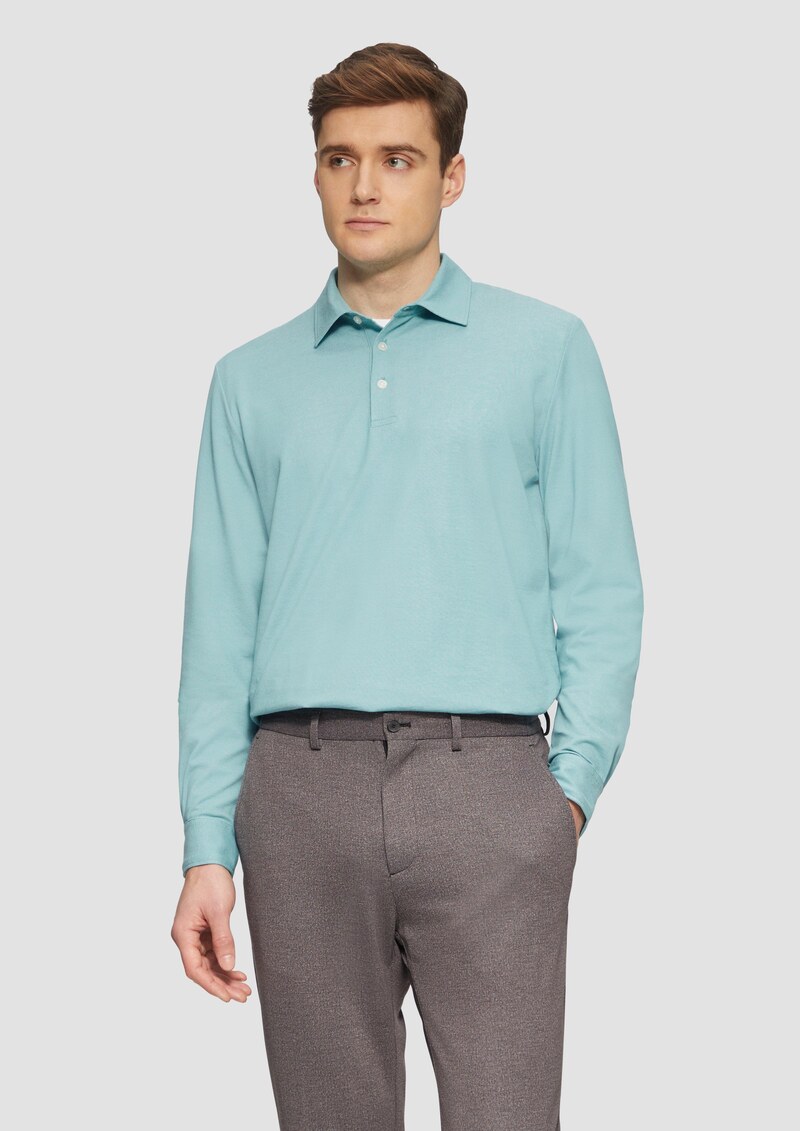 Langärmeliges Poloshirt aus feinem Piqué