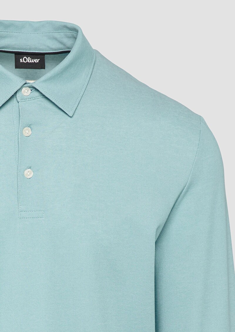 Langärmeliges Poloshirt aus feinem Piqué