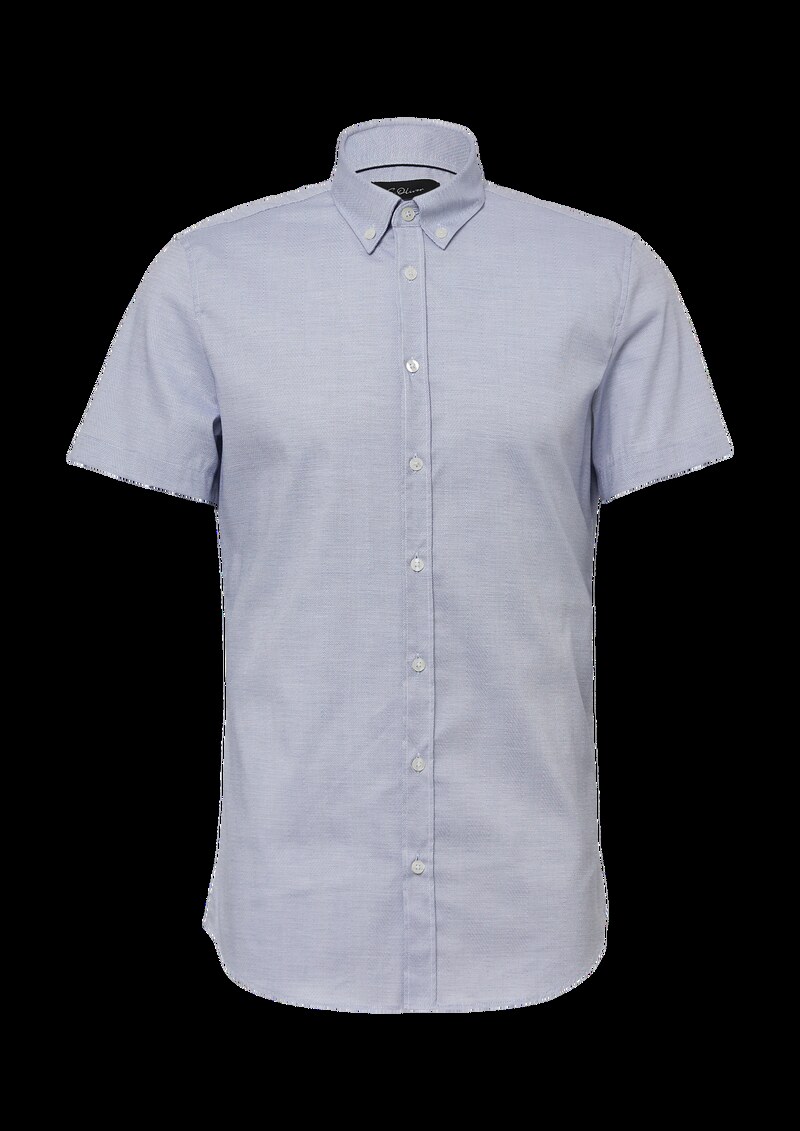 Tailored Fit: Baumwollhemd mit Fischgrätmuster