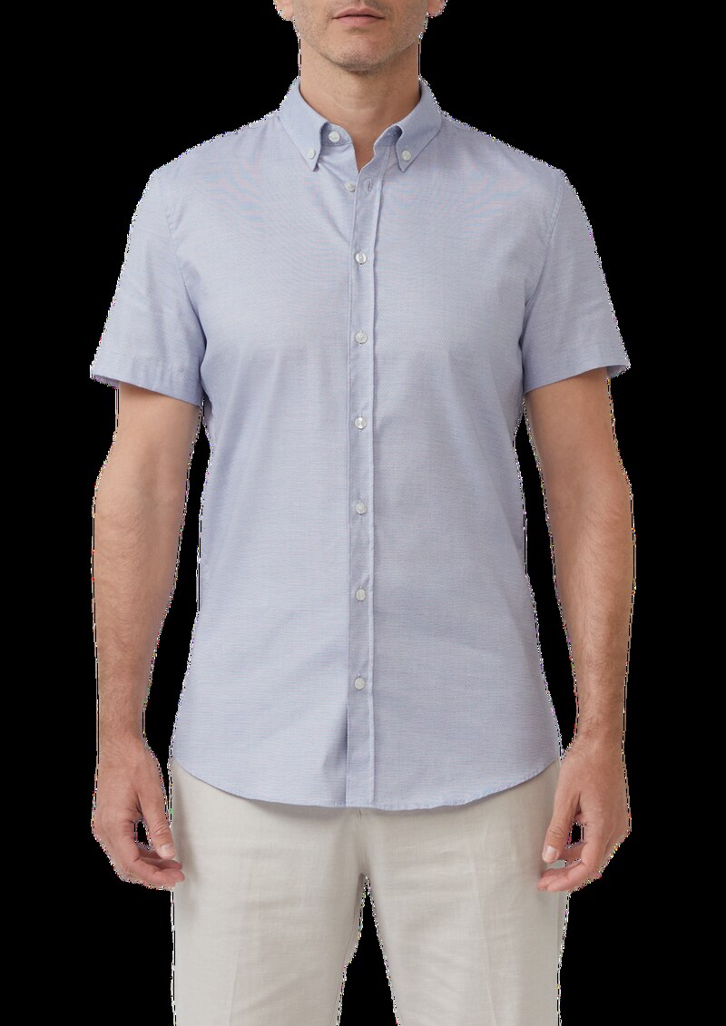 Tailored Fit: Baumwollhemd mit Fischgrätmuster