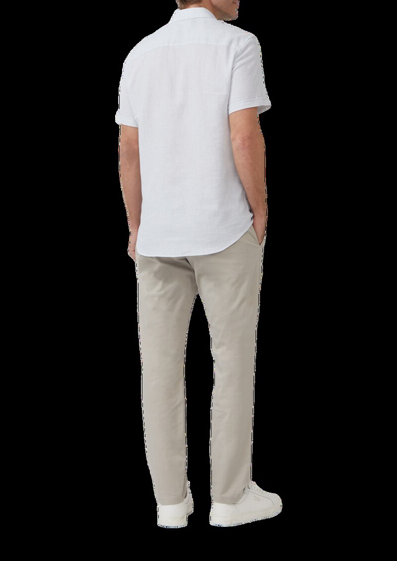 Tailored Fit: Strukturiertes Kurzarmhemd aus Leinemix