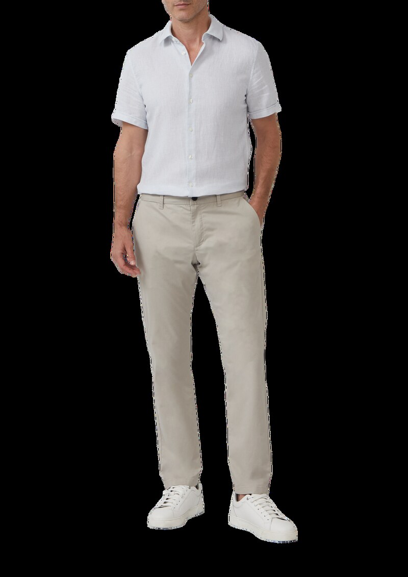 Tailored Fit: Strukturiertes Kurzarmhemd aus Leinemix