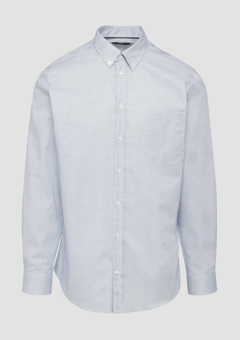 Tailored Fit: Elastisches Baumwollhemd mit Strukturmuster