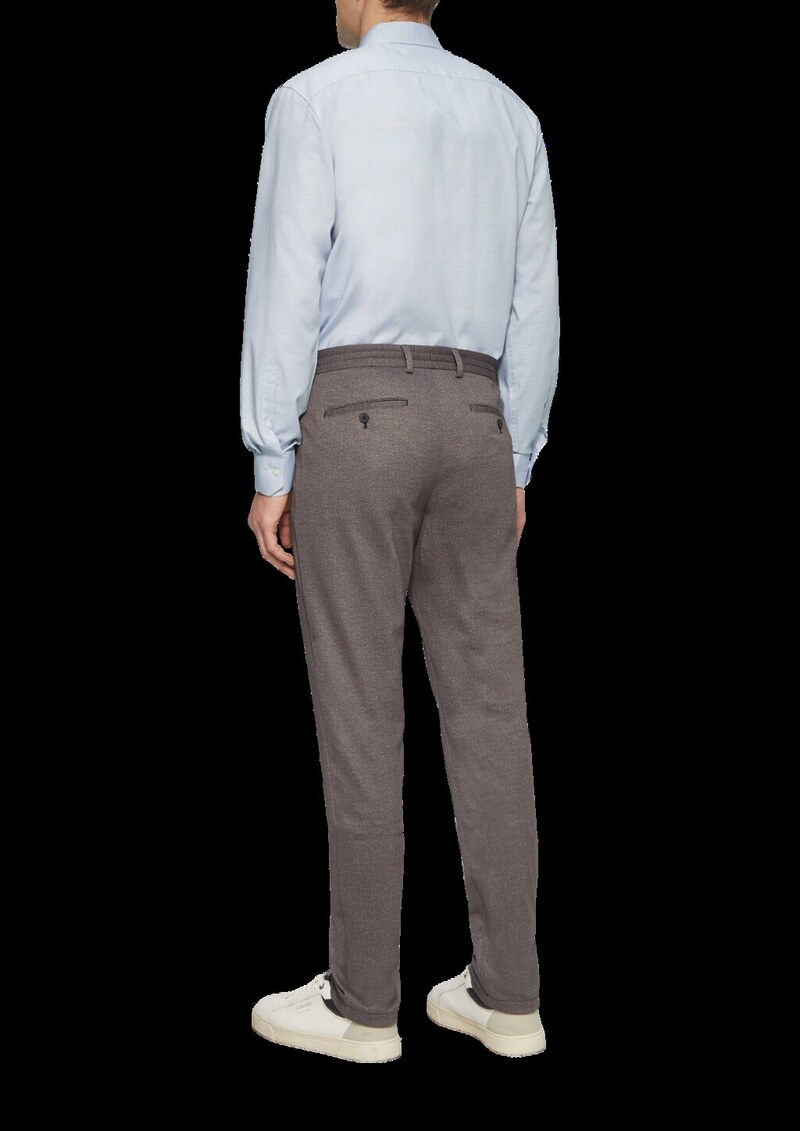 Tailored Fit: Elastisches Baumwollhemd mit Strukturmuster