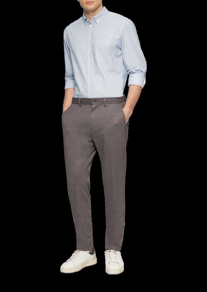 Tailored Fit: Elastisches Baumwollhemd mit Strukturmuster