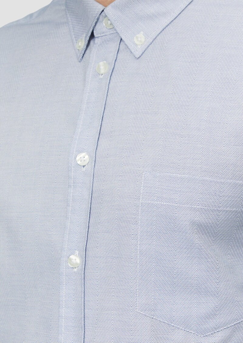Tailored Fit: Elastisches Baumwollhemd mit Strukturmuster