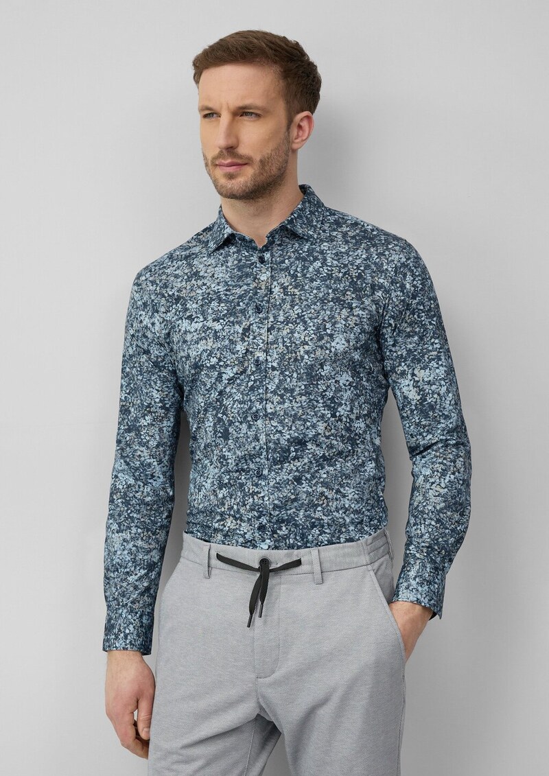 Tailored Fit: Gemustertes Hemd aus Baumwollstretch
