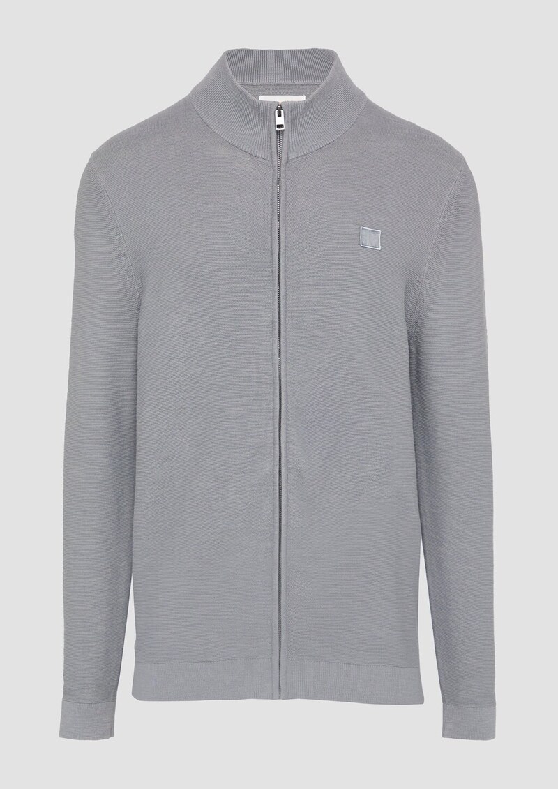 Strukturierte Strickjacke mit Logo-Patch