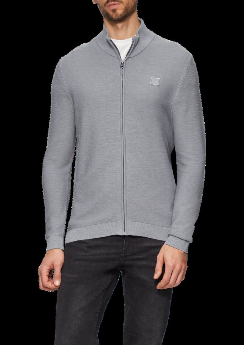 Strukturierte Strickjacke mit Logo-Patch