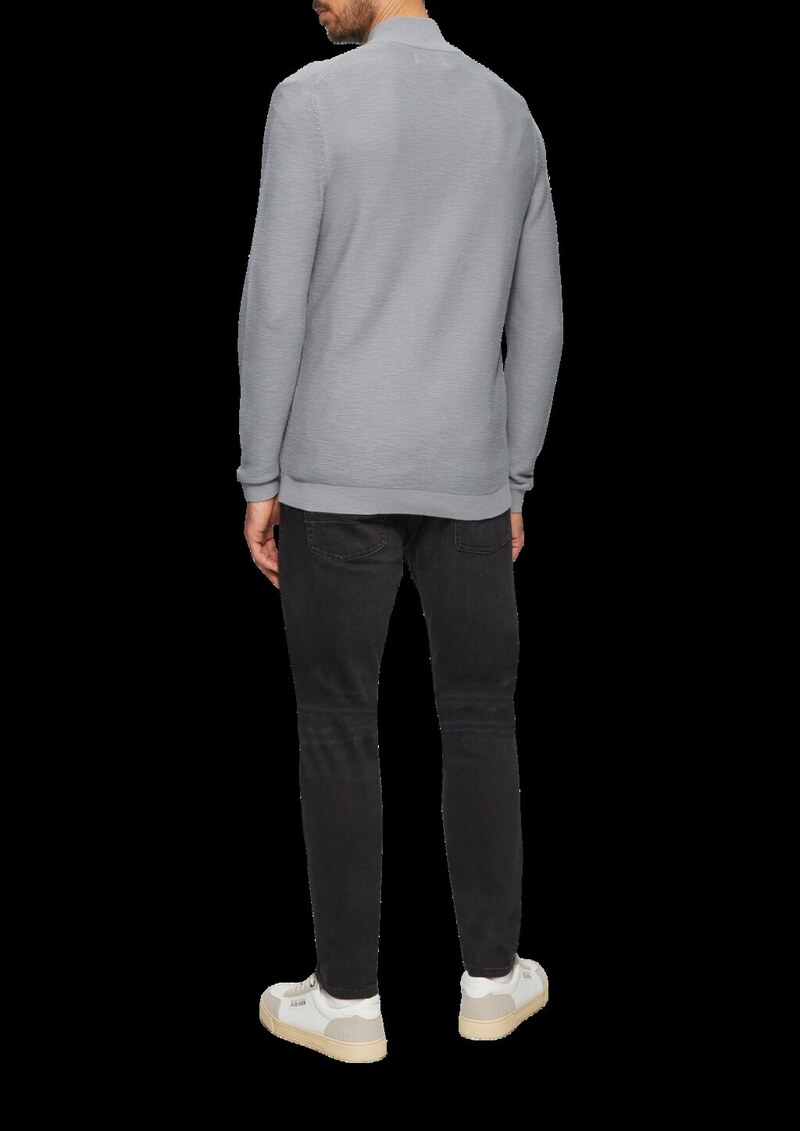 Strukturierte Strickjacke mit Logo-Patch