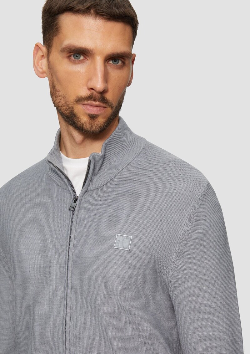 Strukturierte Strickjacke mit Logo-Patch