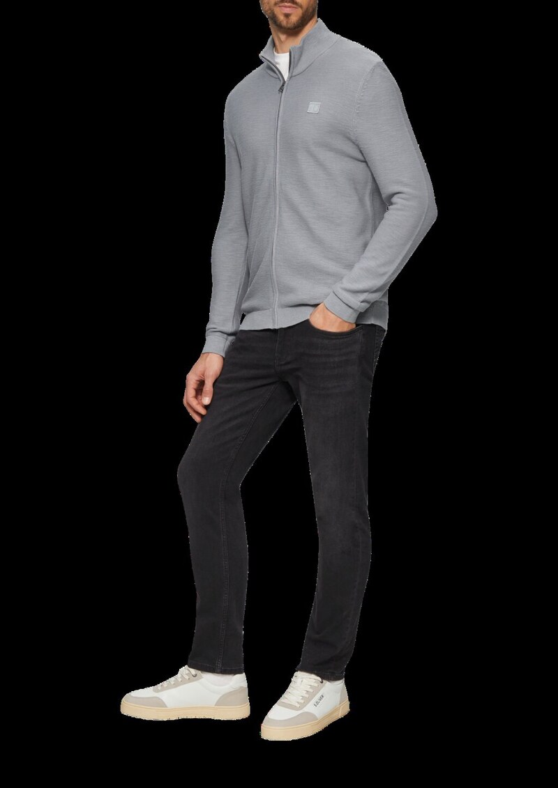 Strukturierte Strickjacke mit Logo-Patch