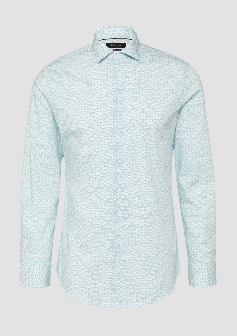 Tailored Fit: Elastisches Baumwollhemd mit All-over-Print