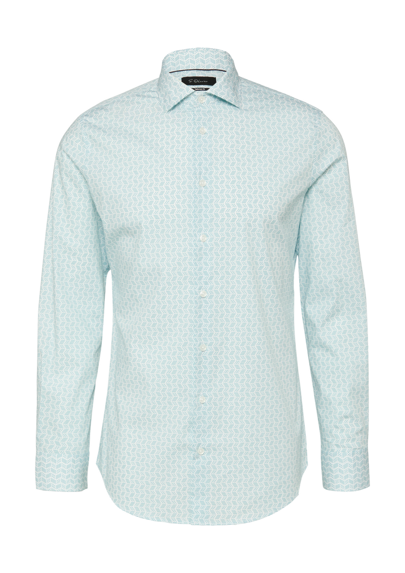 Tailored Fit: Elastisches Baumwollhemd mit All-over-Print