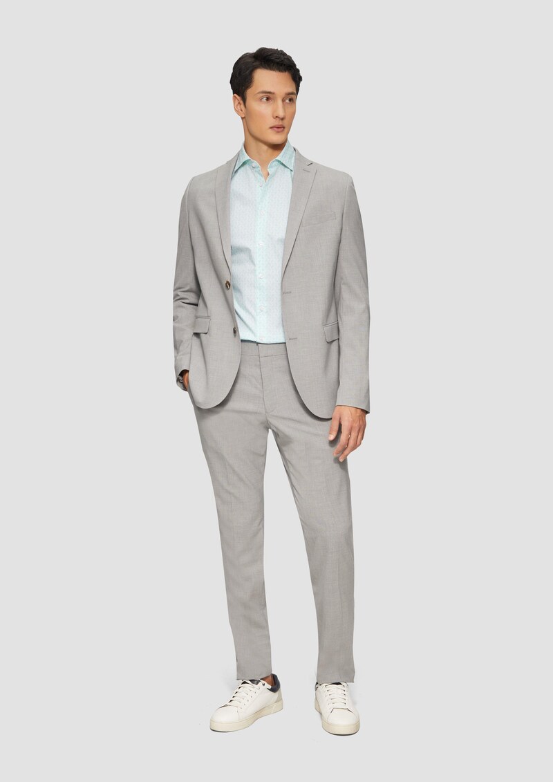 Tailored Fit: Elastisches Baumwollhemd mit All-over-Print