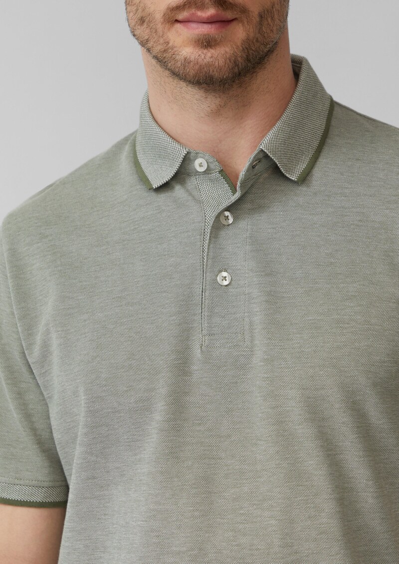Poloshirt aus meliertem Baumwollpiqué