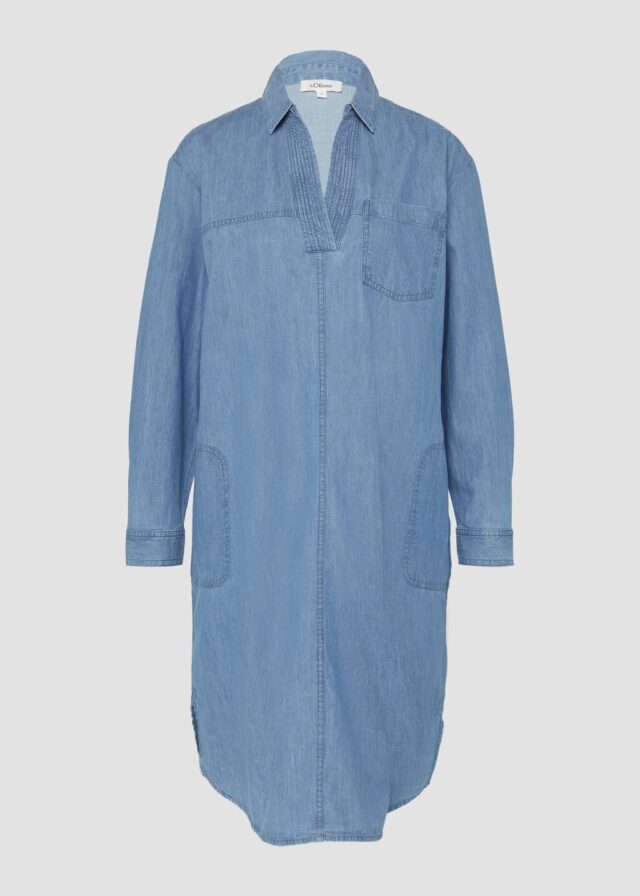 Jeanskleid im Relaxed Fit mit Kragen und aufgesetzten Taschen