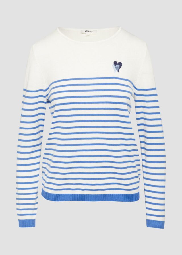 Strickpullover mit Herz-Stickerei