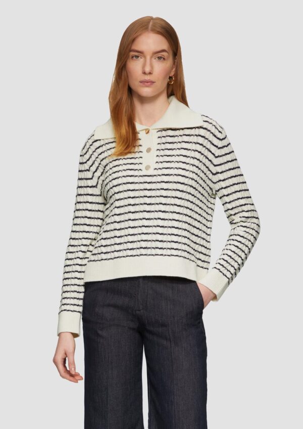 Relaxed-Fit-Pullover mit Troyer-Kragen und Zopfmuster