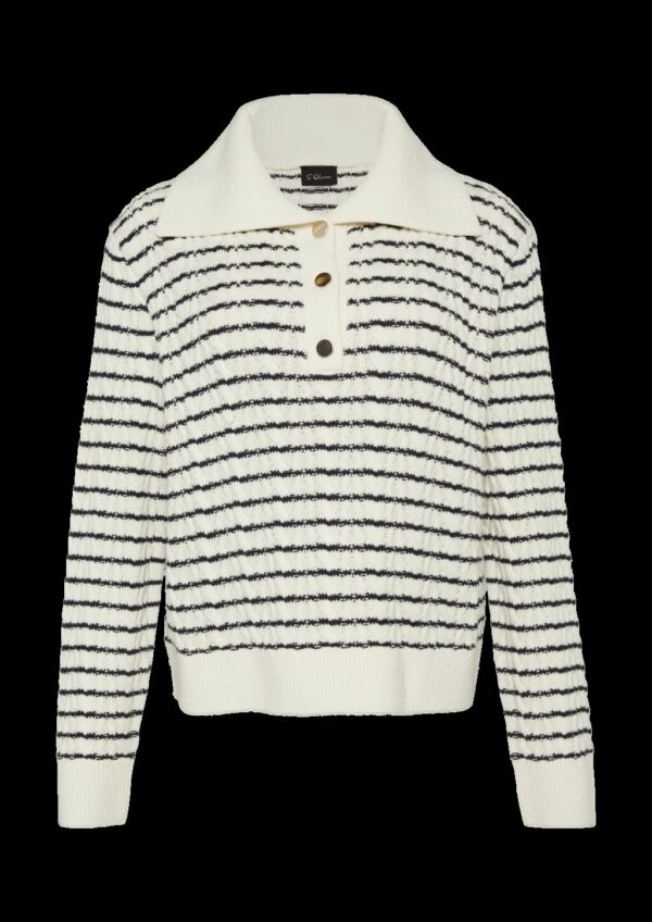 Relaxed-Fit-Pullover mit Troyer-Kragen und Zopfmuster