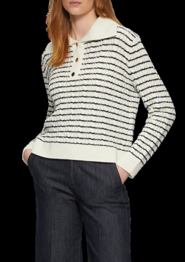 Relaxed-Fit-Pullover mit Troyer-Kragen und Zopfmuster