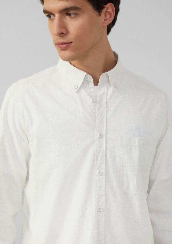 Regular Fit: Meliertes Baumwoll-Hemd mit Button-Down-Kragen