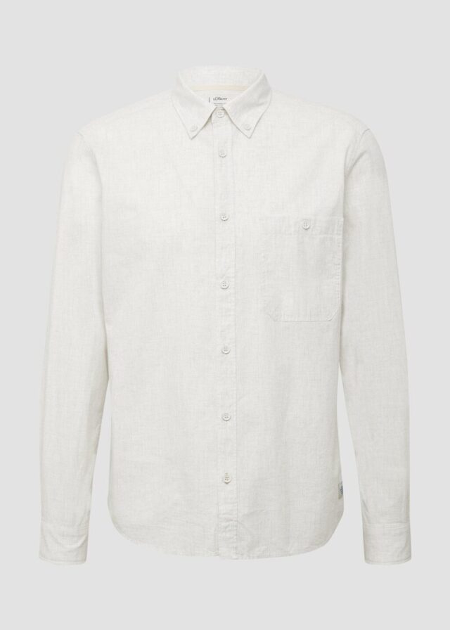 Regular Fit: Meliertes Baumwoll-Hemd mit Button-Down-Kragen