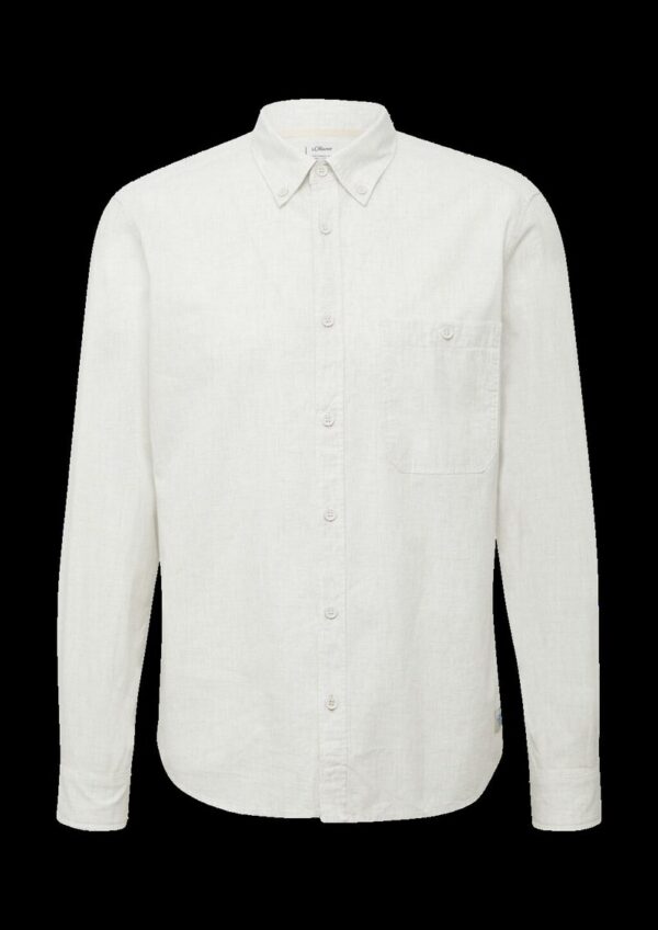 Regular Fit: Meliertes Baumwoll-Hemd mit Button-Down-Kragen