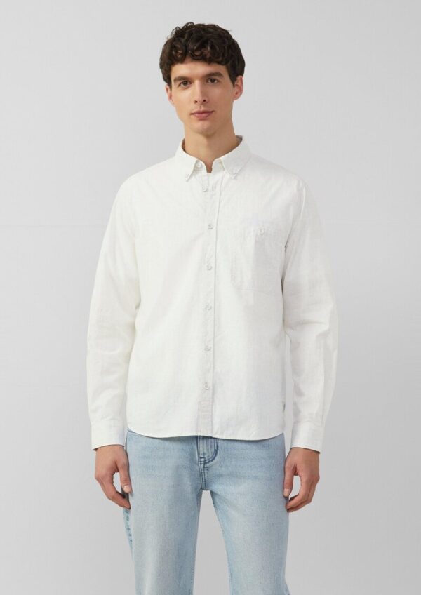 Regular Fit: Meliertes Baumwoll-Hemd mit Button-Down-Kragen