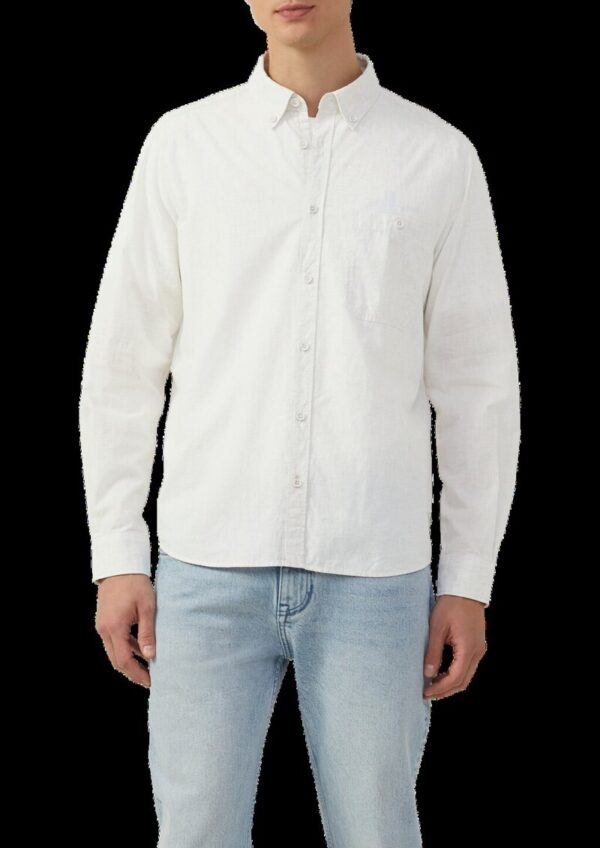 Regular Fit: Meliertes Baumwoll-Hemd mit Button-Down-Kragen