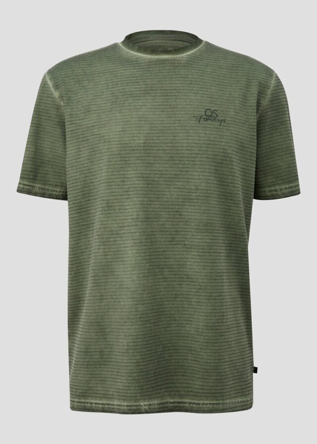 Gewaschenes Ringelshirt mit Rundhalsausschnitt