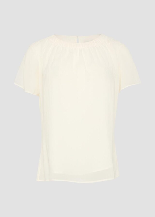 Chiffonbluse mit Falten am Ausschnitt