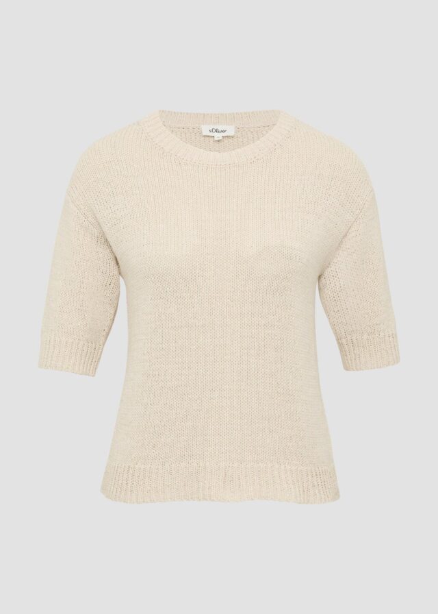 Strickpullover aus Bändchengarn mit 3/4-Ärmeln