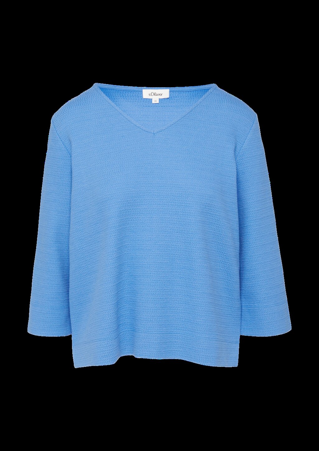 Strukturiertes Jersey-Sweatshirt mit V-Ausschnitt und 3/4-Ärmeln