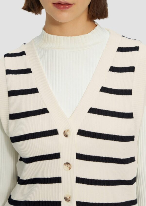 Geringelte Weste mit Rippstruktur und Knopfleiste