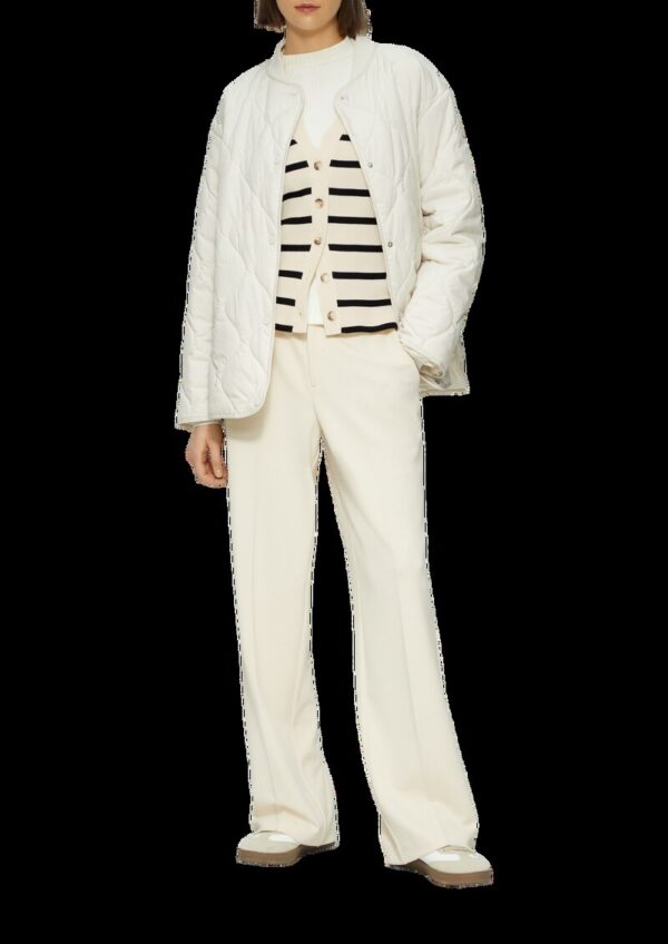 Geringelte Weste mit Rippstruktur und Knopfleiste