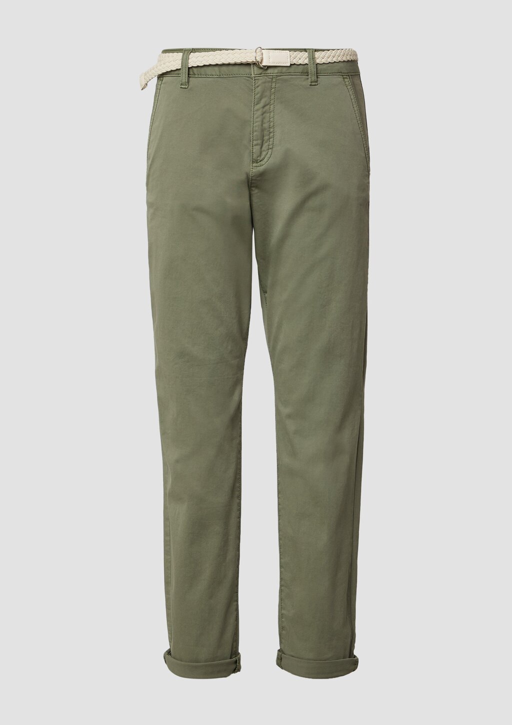 Chino mit geflochtenem Gürtel und Garment Dye