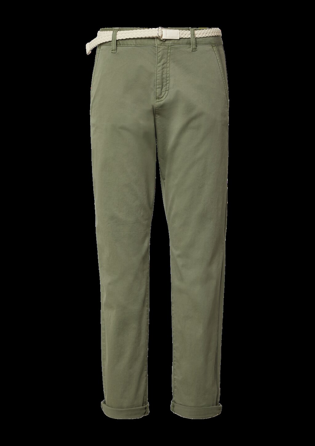 Chino mit geflochtenem Gürtel und Garment Dye