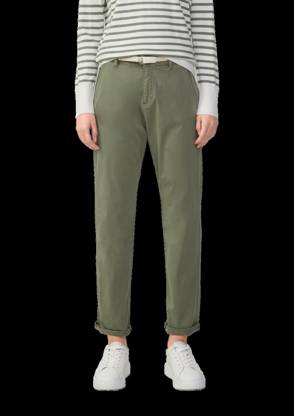 Chino mit geflochtenem Gürtel und Garment Dye