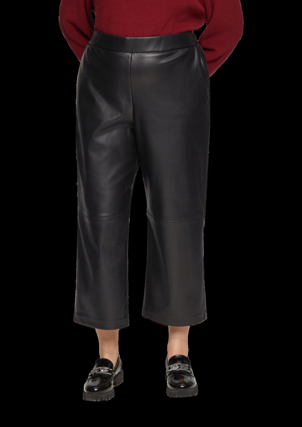 Culotte aus Lederimitat mit Nahtdetails