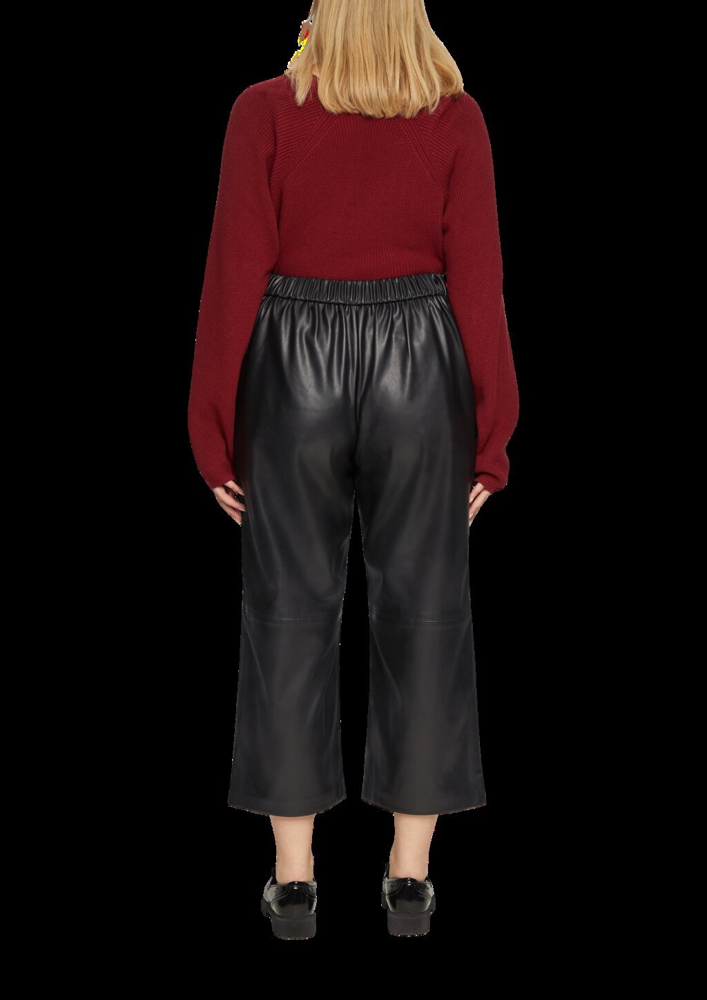 Culotte aus Lederimitat mit Nahtdetails