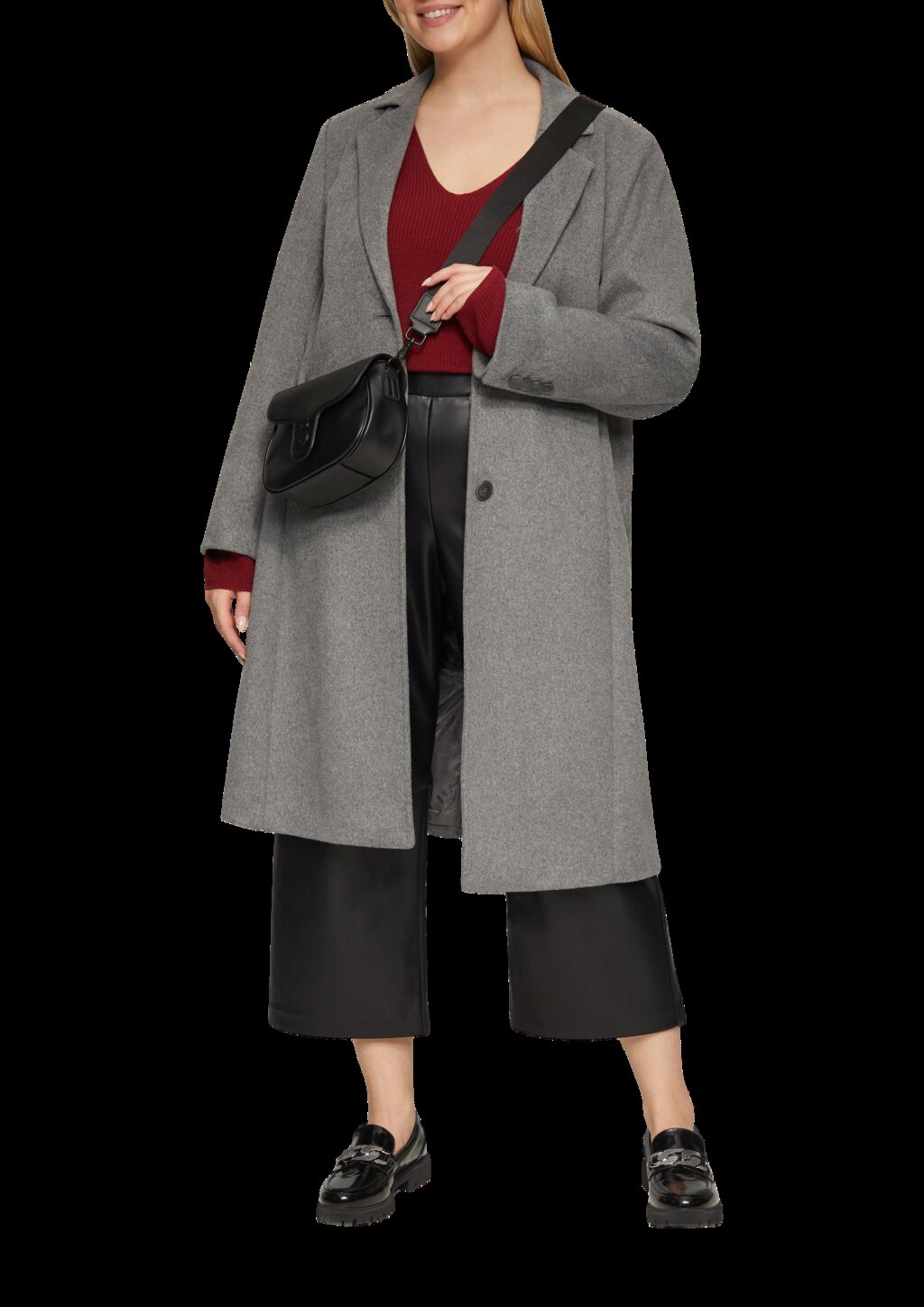 Culotte aus Lederimitat mit Nahtdetails