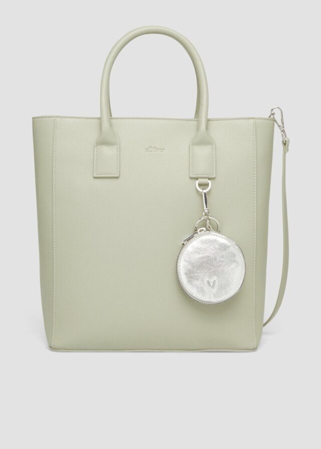 Shopper aus Lederimitat mit Flaschenhalter und Logo