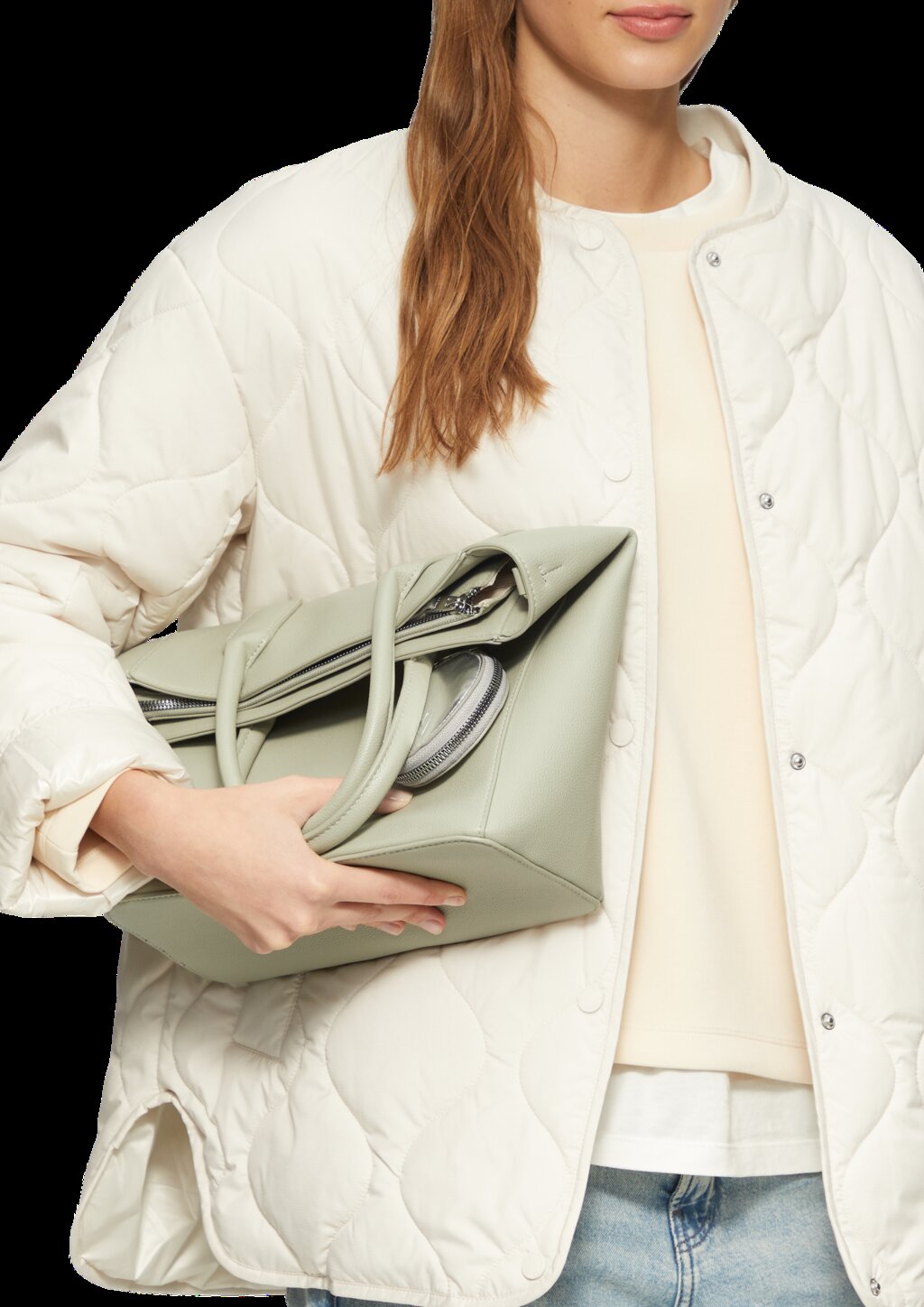 Shopper aus Lederimitat mit Flaschenhalter und Logo