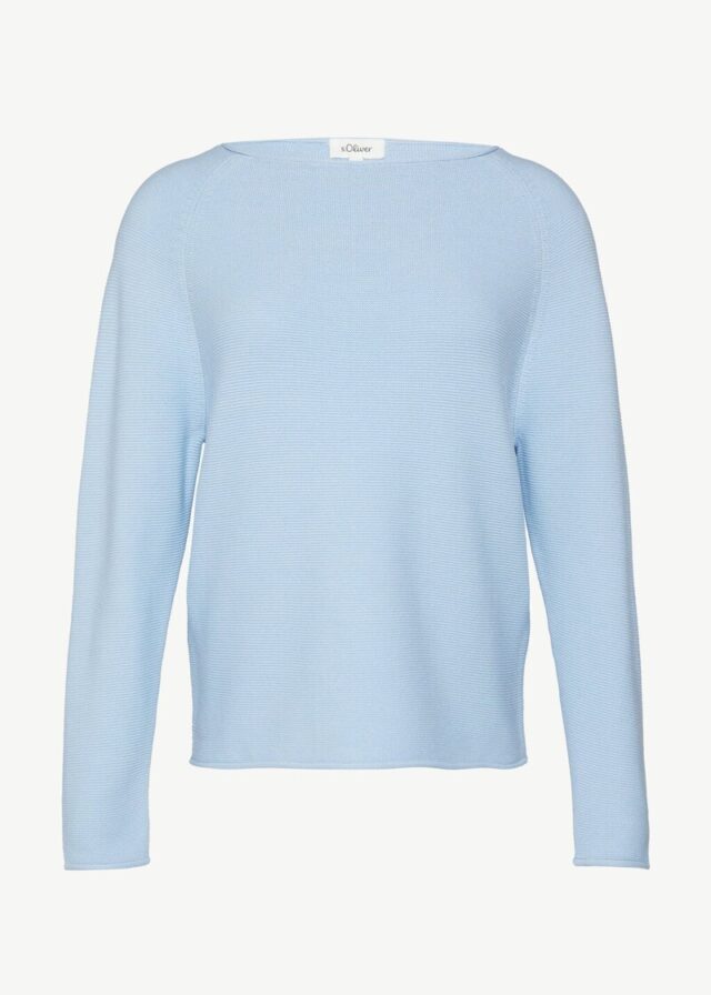 Strickpullover mit U-Boot-Ausschnitt und Rollsaum