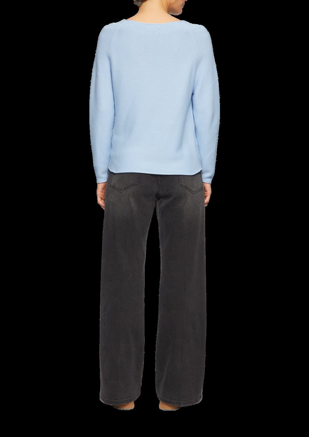 Strickpullover mit U-Boot-Ausschnitt und Rollsaum