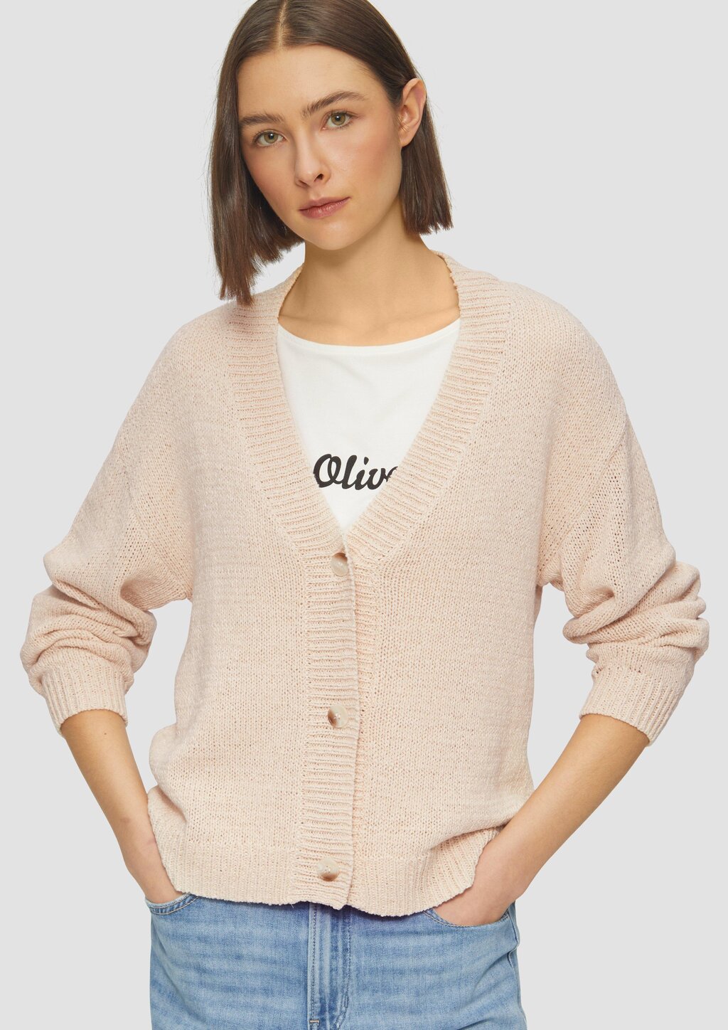 Strickjacke aus Bändchengarn im Relaxed Fit