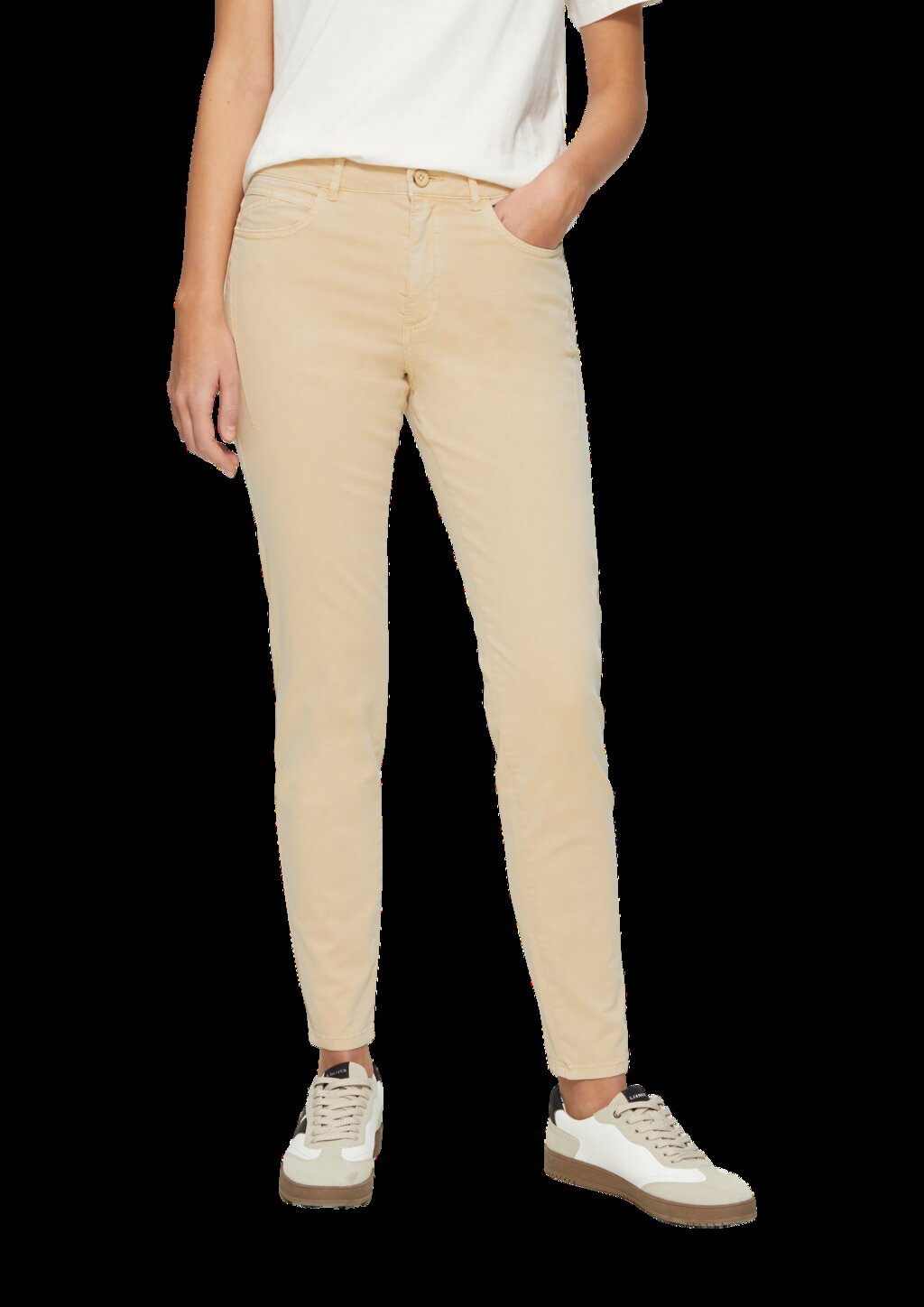 Gewaschene Hose im Slim Fit aus Baumwollsatin