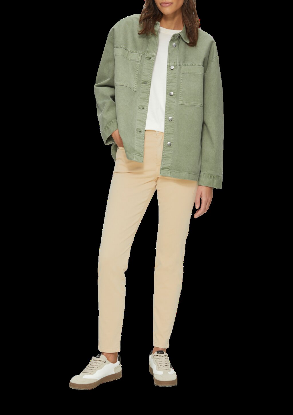 Gewaschene Hose im Slim Fit aus Baumwollsatin